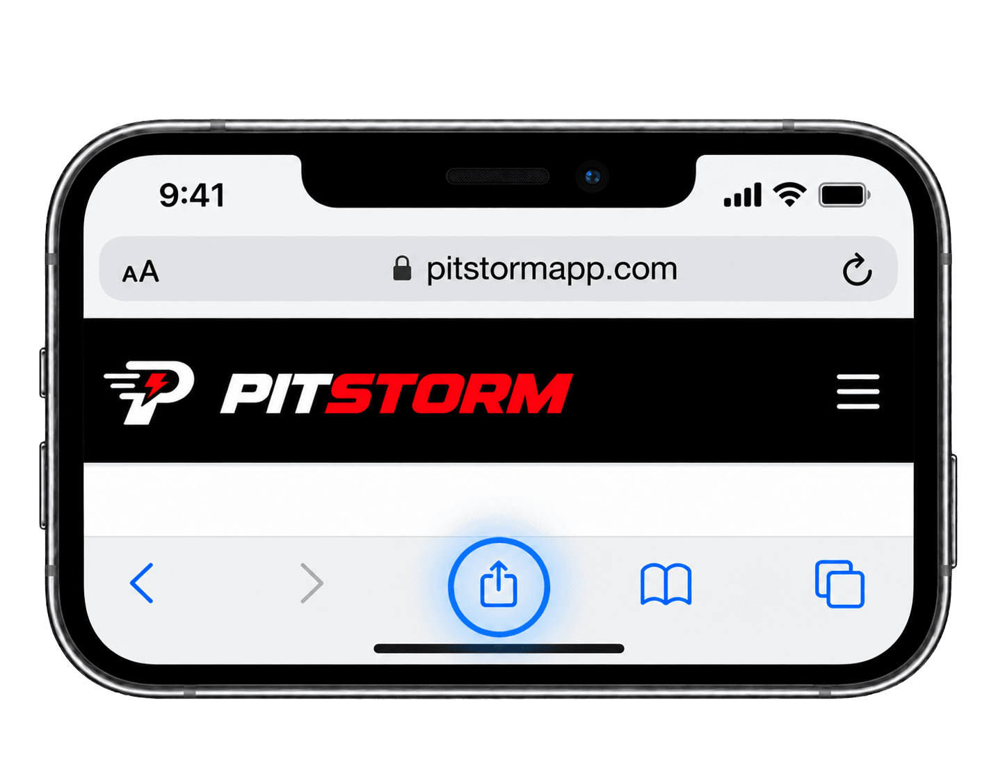 Step 1: Open PitStorm in Safari and tap the Share button.